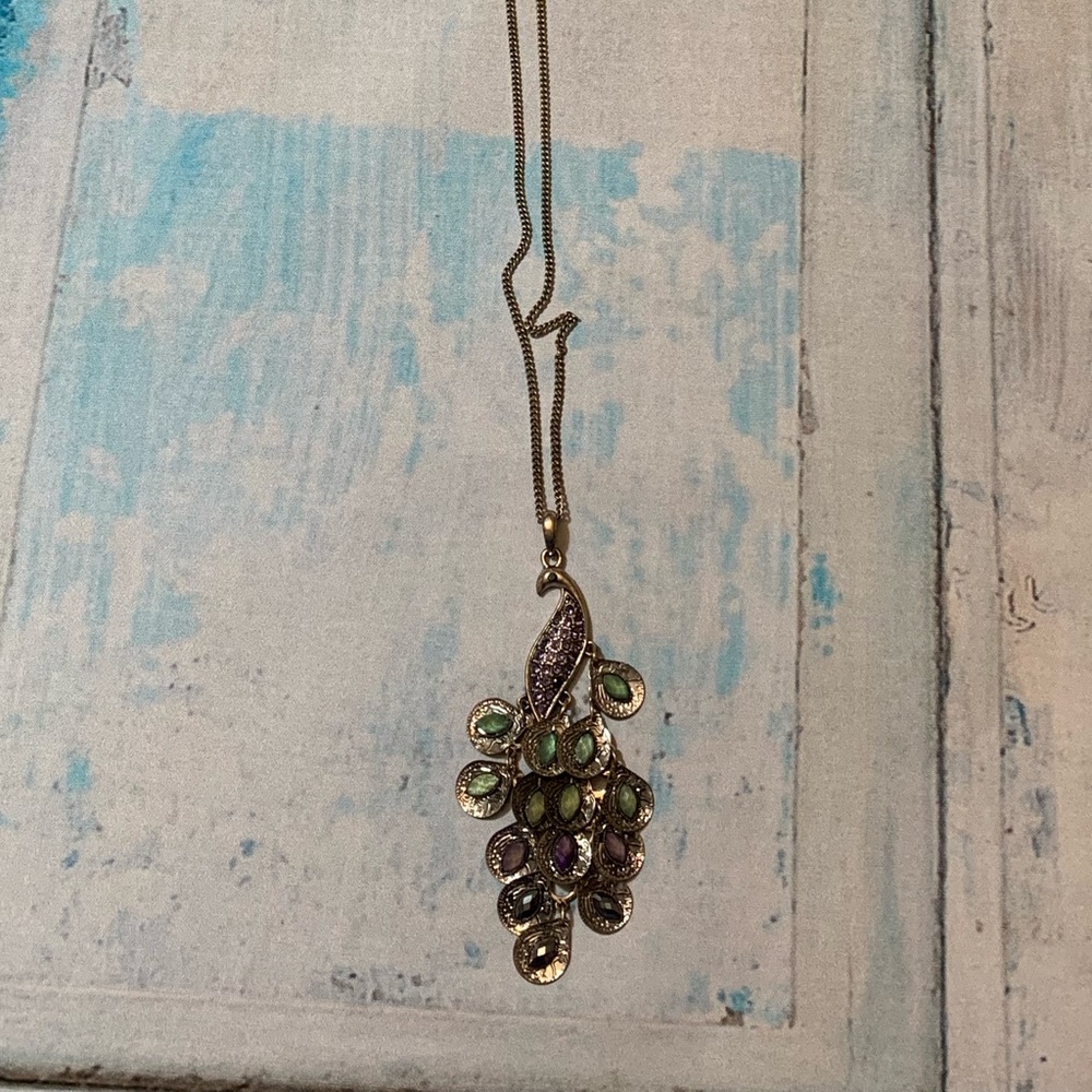 Rhinestone Peacock Necklace